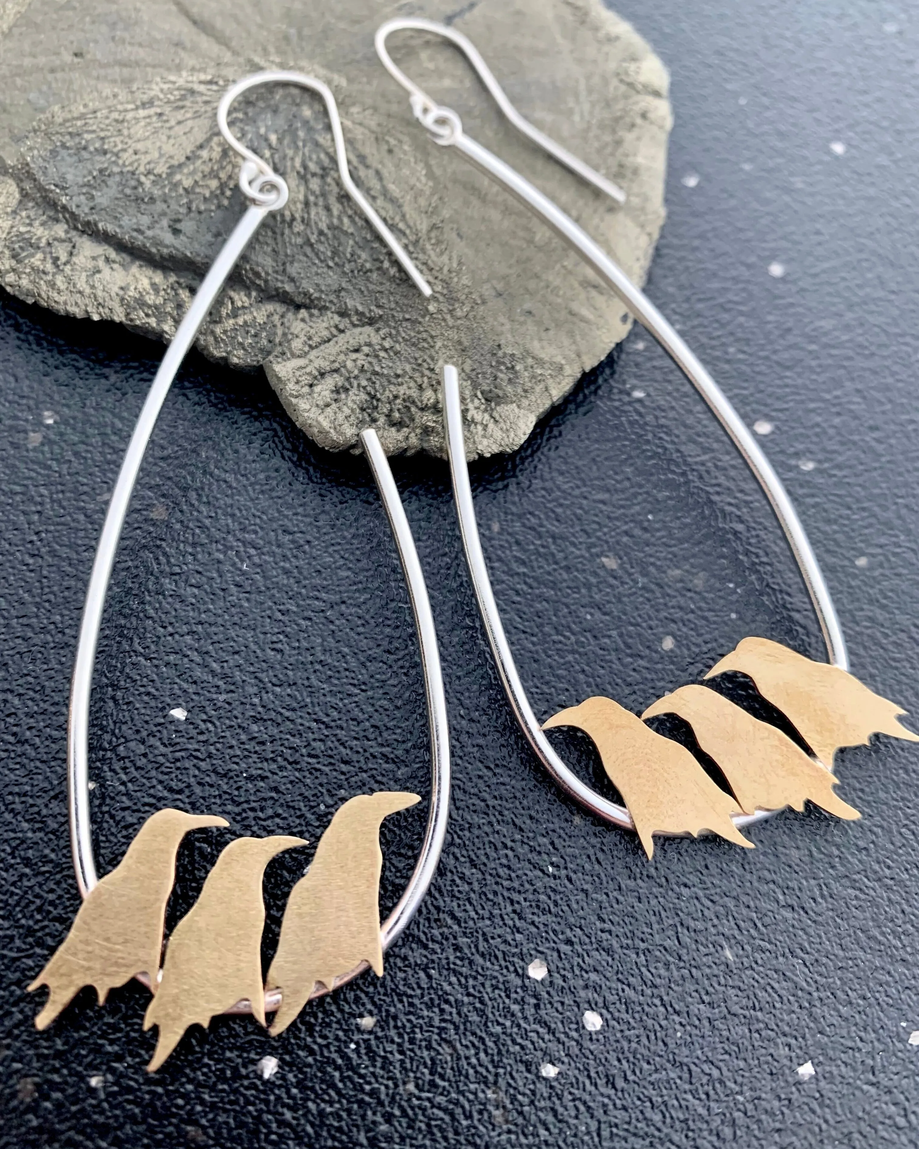 • MURDER OF CROWS • mixed metal earrings