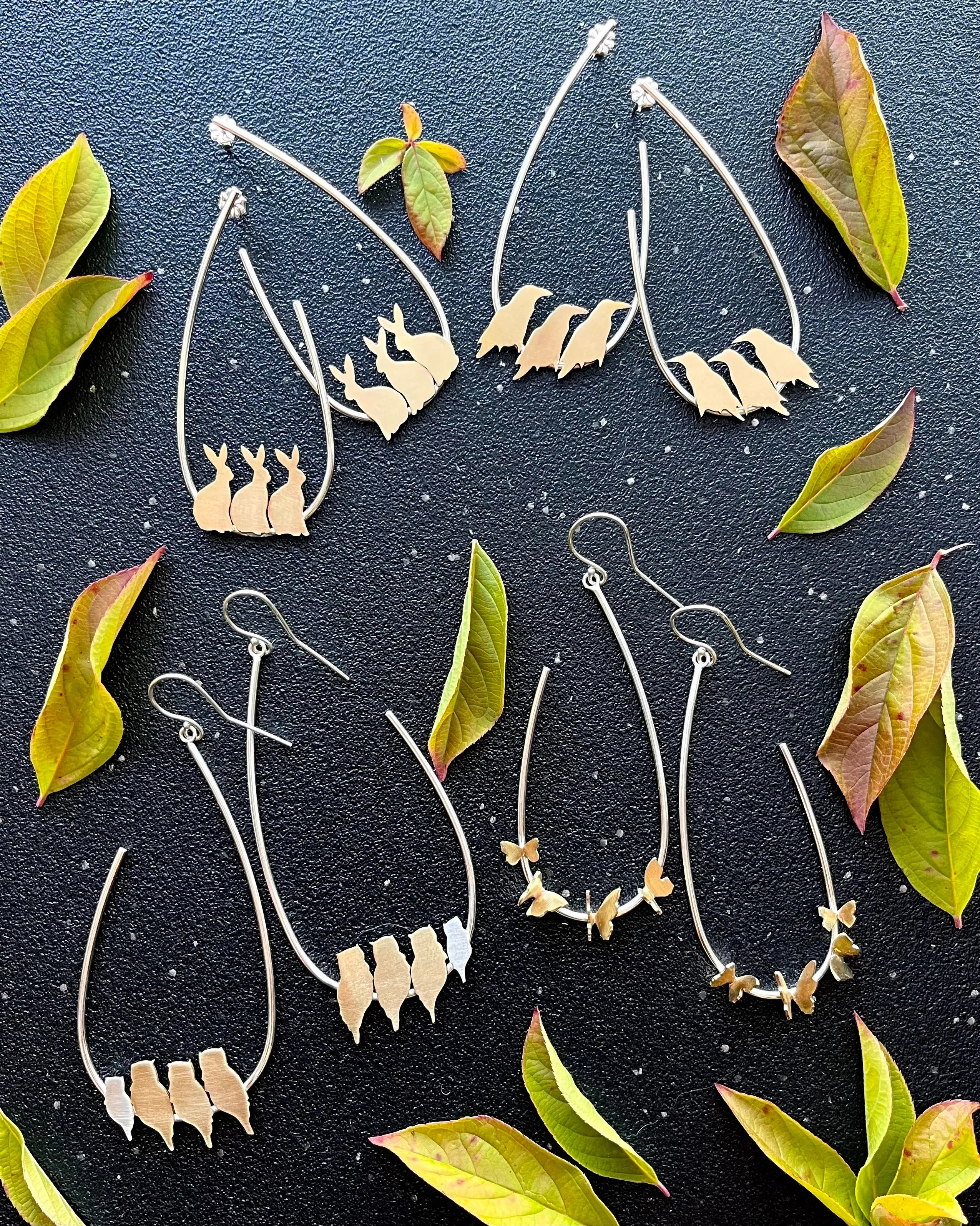 • MURDER OF CROWS • mixed metal earrings