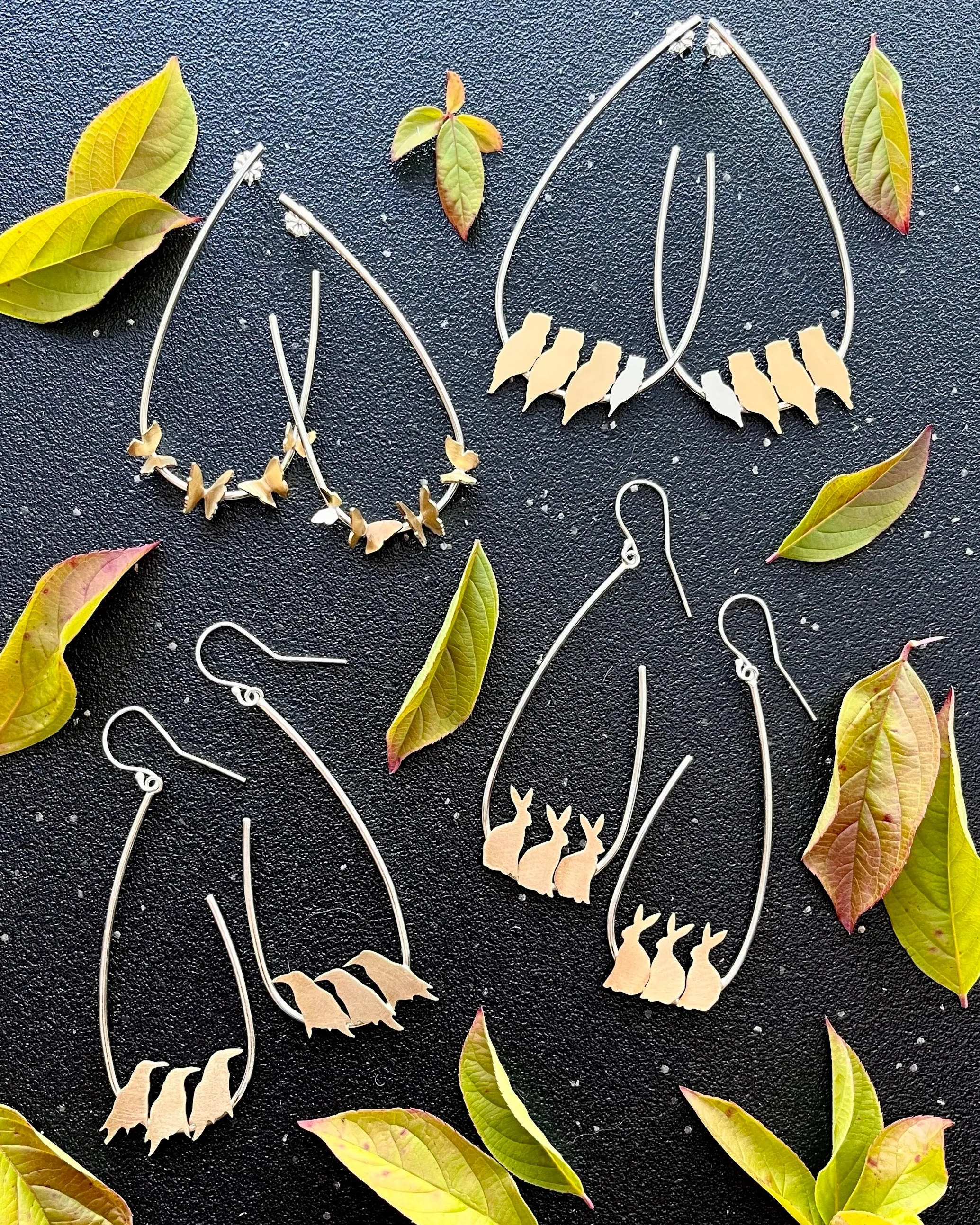 • MURDER OF CROWS • mixed metal earrings