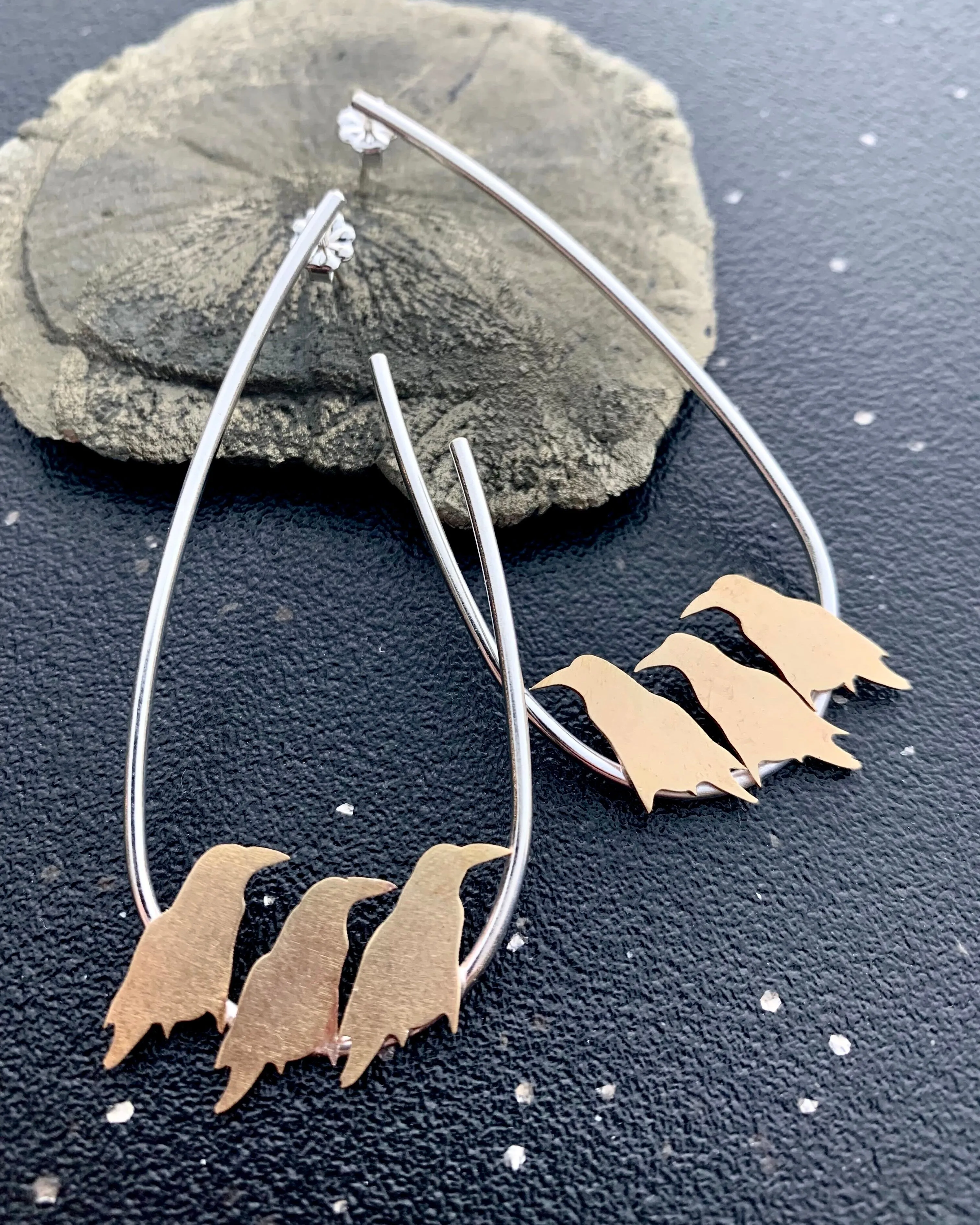 • MURDER OF CROWS • mixed metal earrings