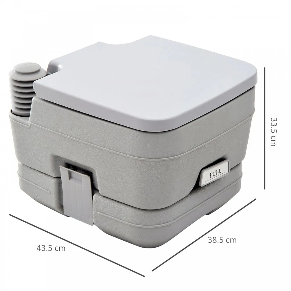 10L Portable Travel Toilet Outdoor Camping Picnic with 2 Detachable Tanks & Push-button Operation, Grey