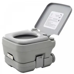 10L Portable Travel Toilet Outdoor Camping Picnic with 2 Detachable Tanks & Push-button Operation, Grey