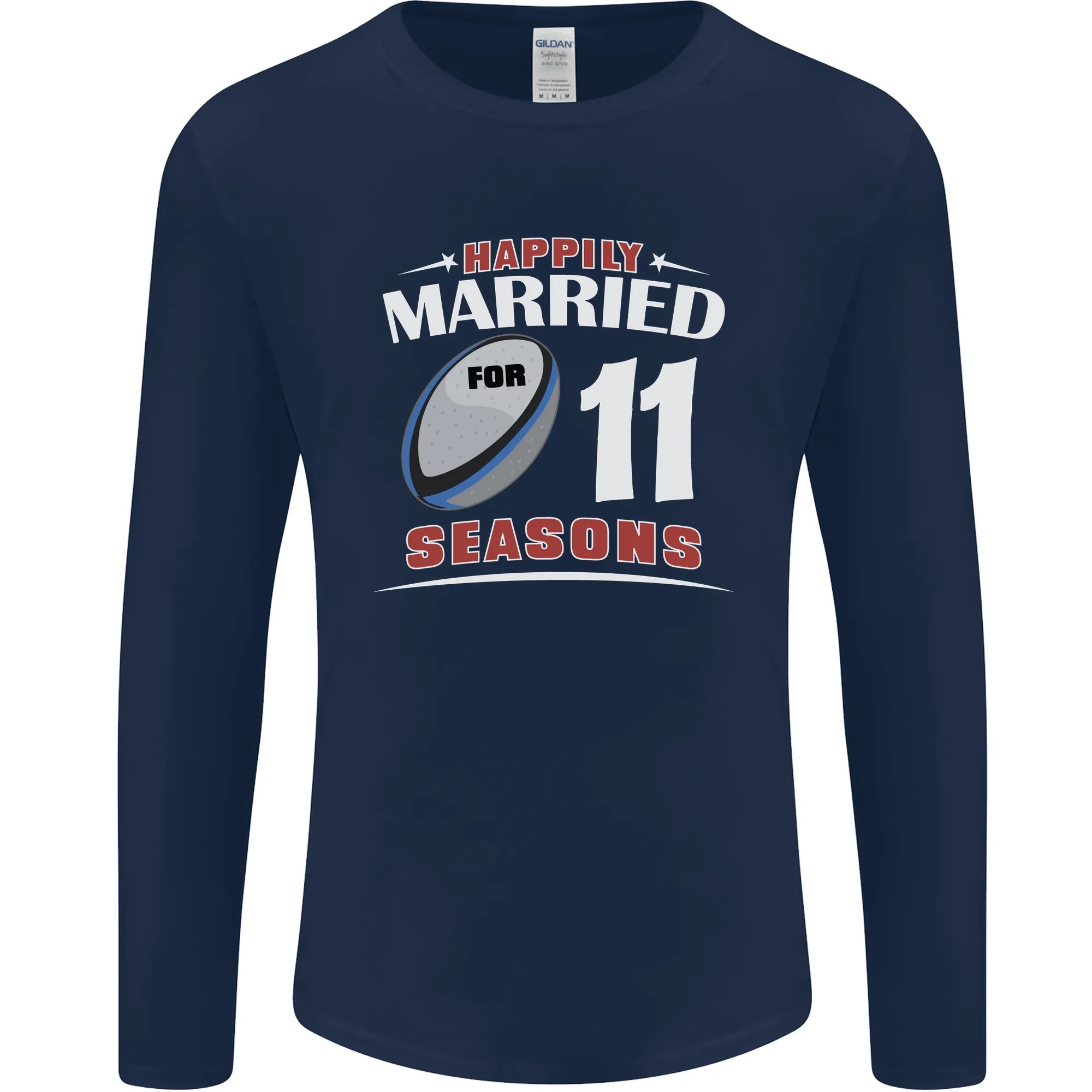 11 Year Wedding Anniversary 11th Rugby Mens Long Sleeve T-Shirt