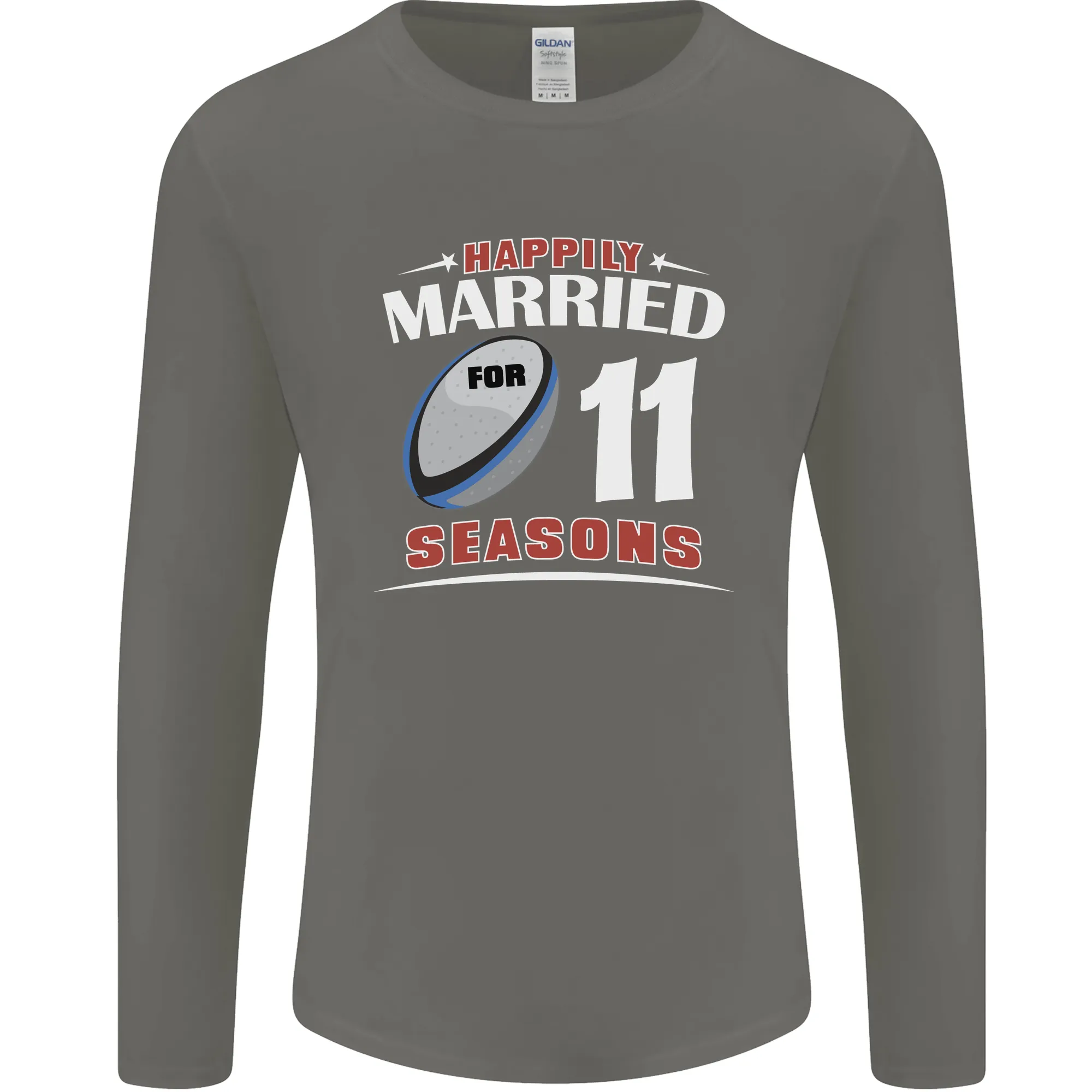 11 Year Wedding Anniversary 11th Rugby Mens Long Sleeve T-Shirt