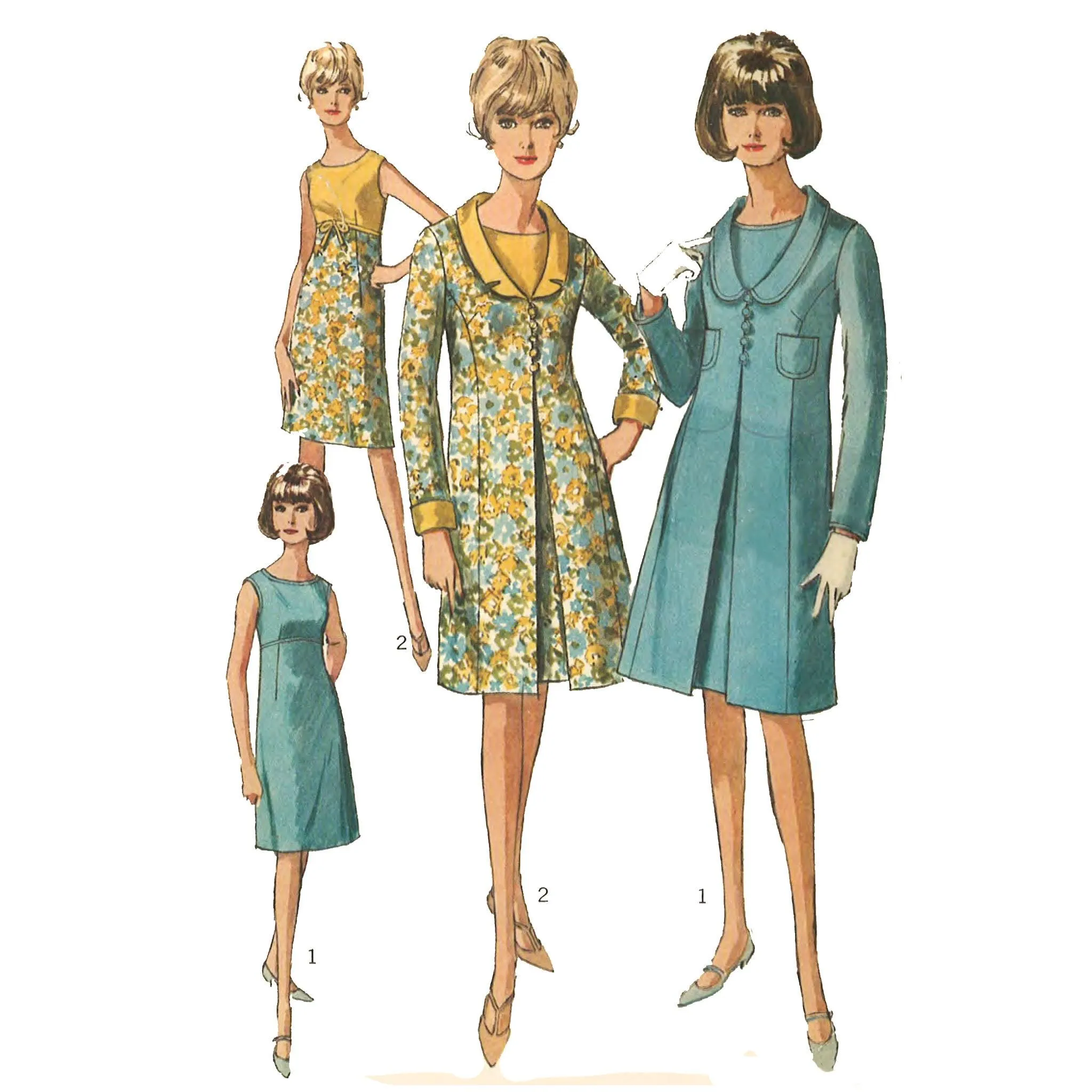 1960s Pattern, Women's Sheath Dress & Coat - Bust 32" (81.3cm)