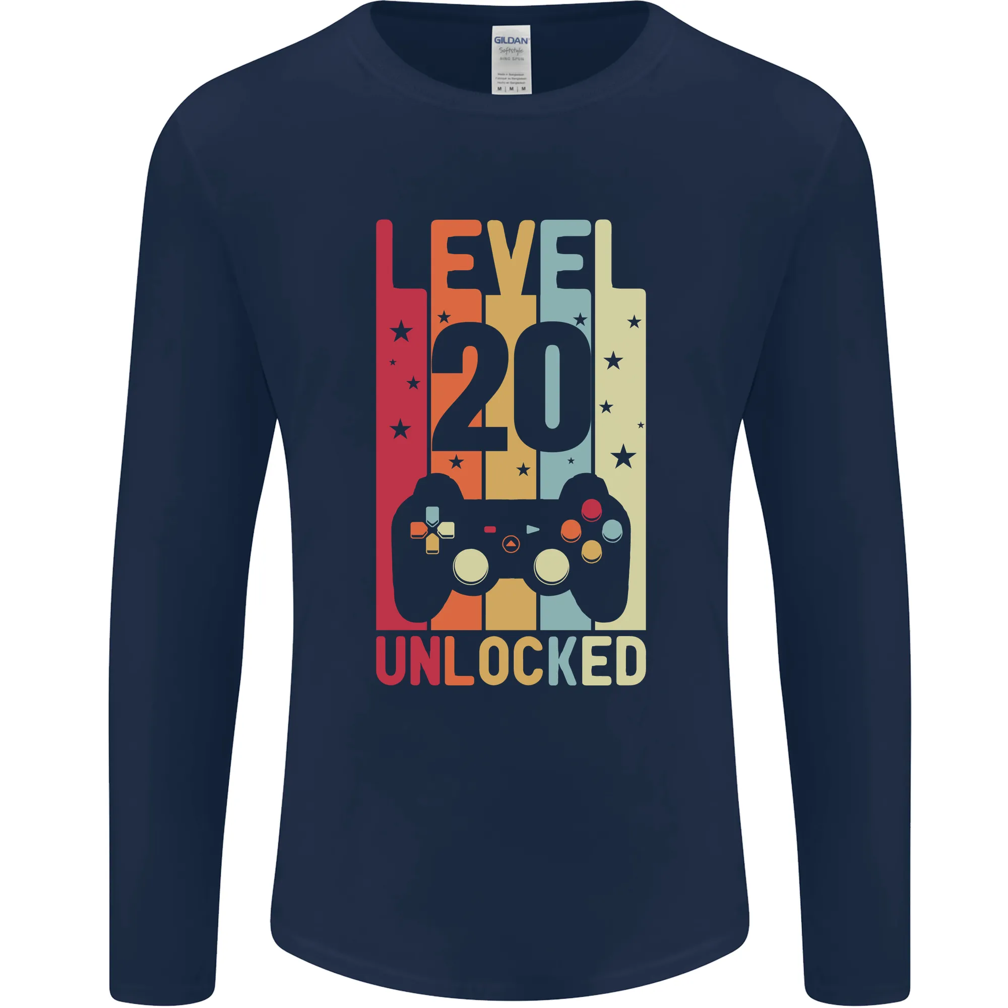 20th Birthday 20 Year Old Level Up Gaming Mens Long Sleeve T-Shirt