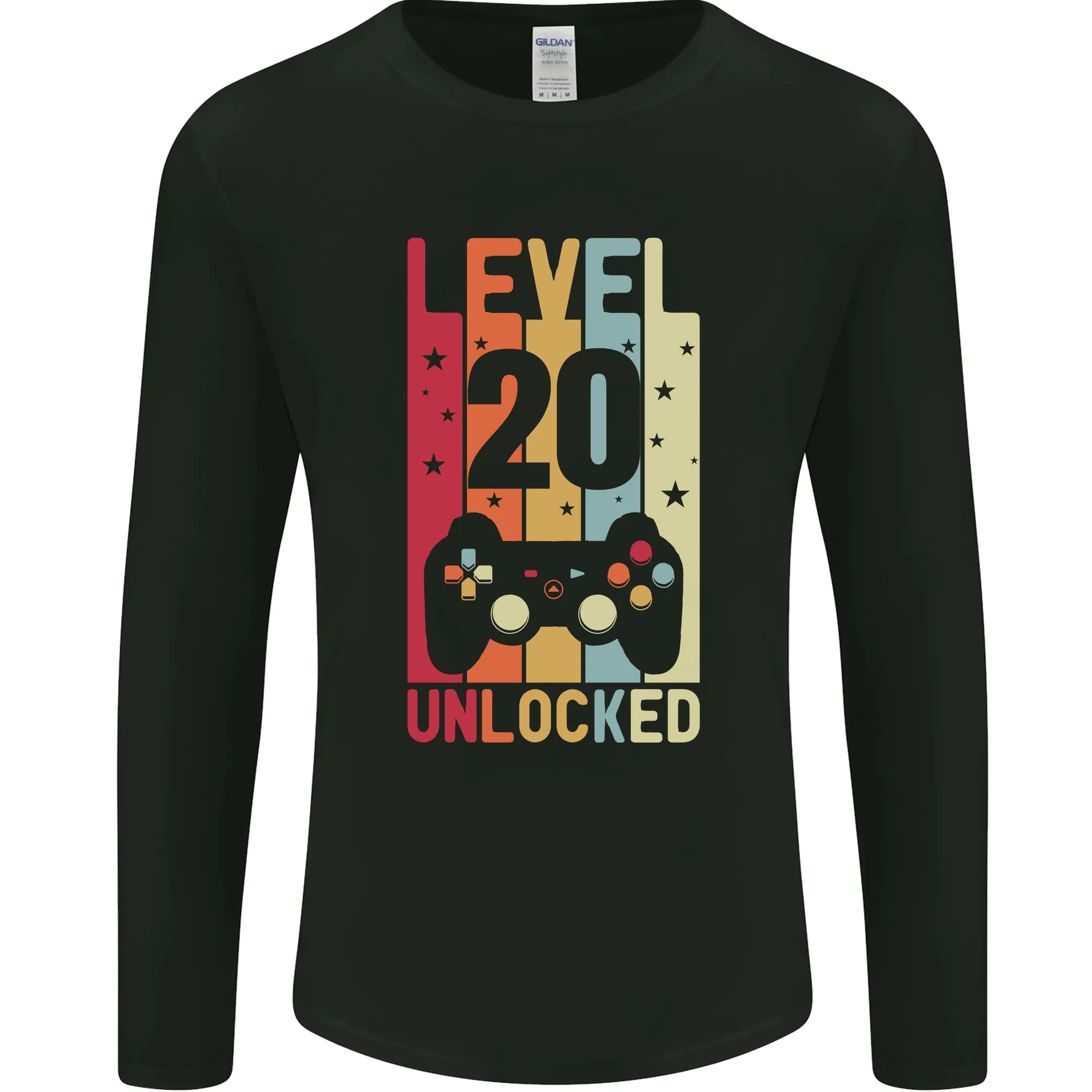 20th Birthday 20 Year Old Level Up Gaming Mens Long Sleeve T-Shirt