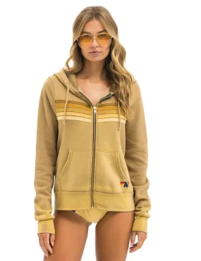 5 Stripe Zip Hoodie, Faded Tan