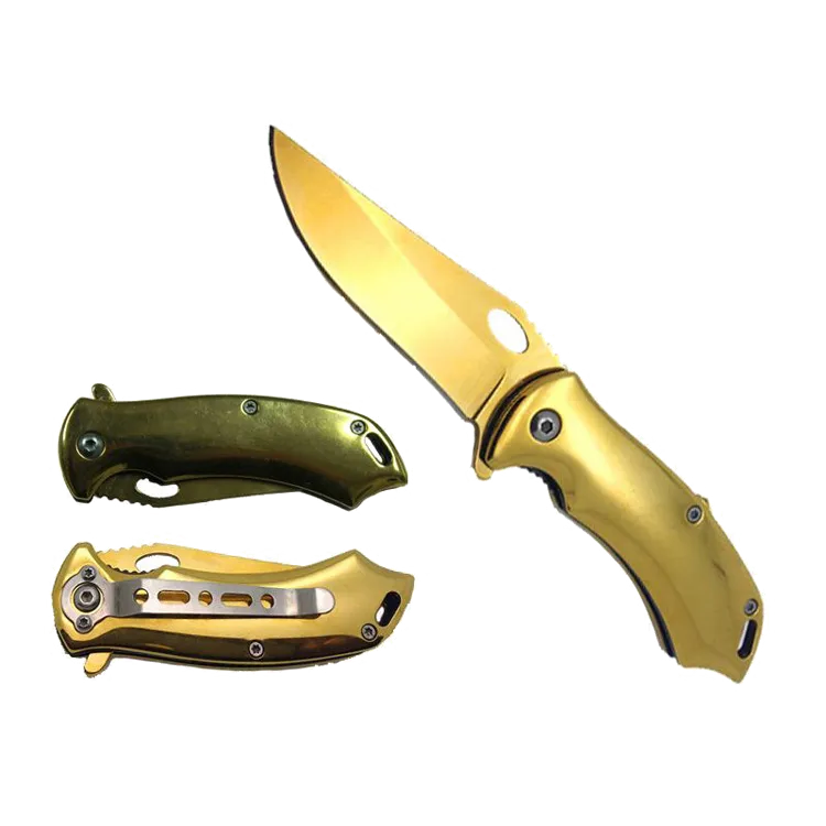 6.5" Gold Overall Spring Assisted Knife