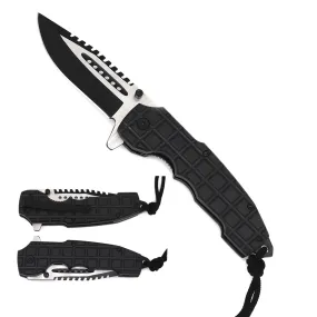 8" Overall Spring Assisted Knife BlackHandle