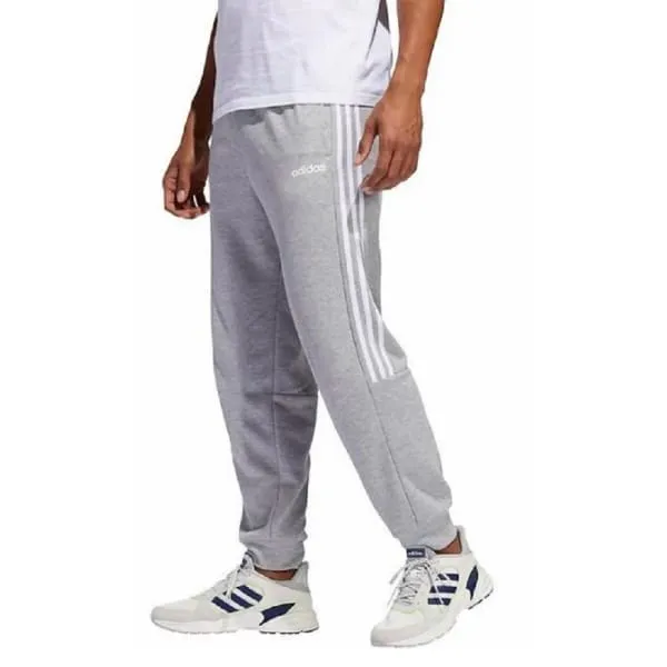 adidas Men's French Terry 3 Stripe Jogger Lounge Pants Med Grey Heth/white