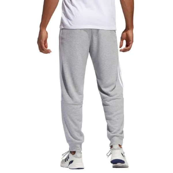 adidas Men's French Terry 3 Stripe Jogger Lounge Pants Med Grey Heth/white