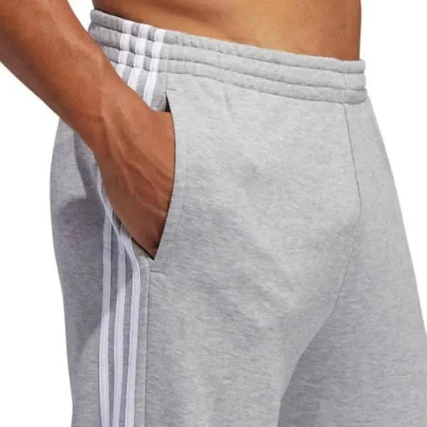 adidas Men's French Terry 3 Stripe Jogger Lounge Pants Med Grey Heth/white