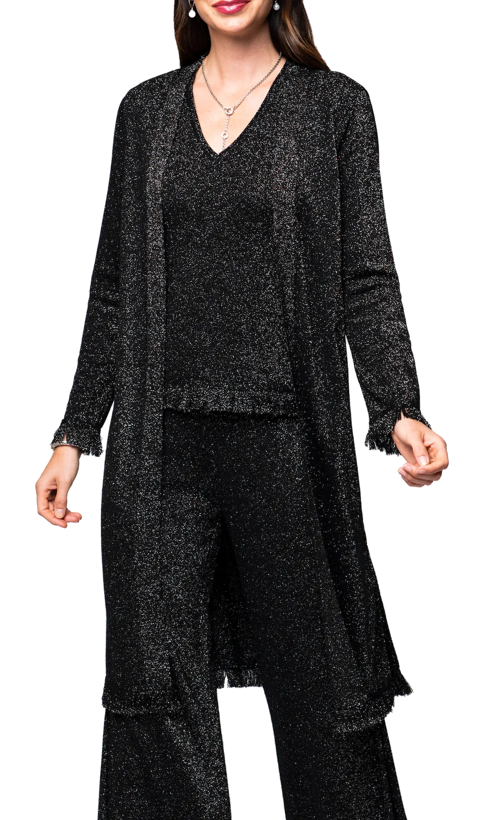 Ali Shimmery Duster Coat - Black Shimmer