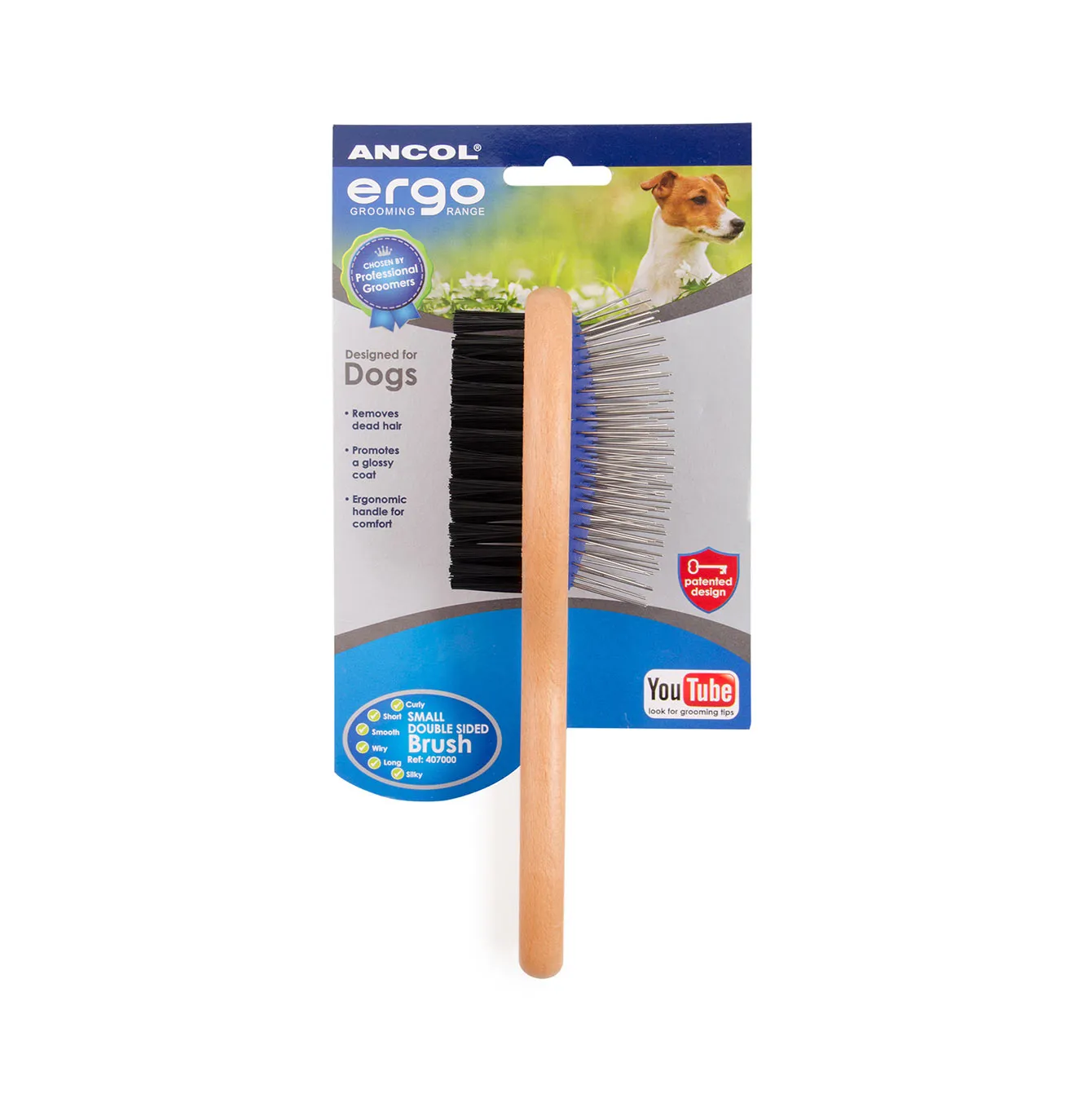 Ancol Wood Handle Double Sided Brush