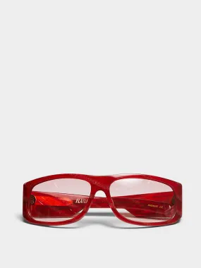 April Sunglasses in Red Horn and Pink Gradient Lens