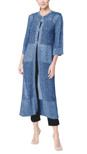 Arianna Shimmery Mesh-Knit Duster / Coat ; Tornado Silver