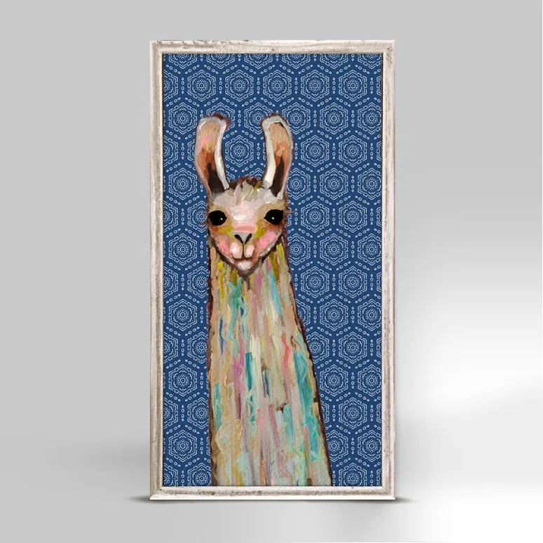 Baby Llama On Bohemian Pattern Mini Framed Canvas