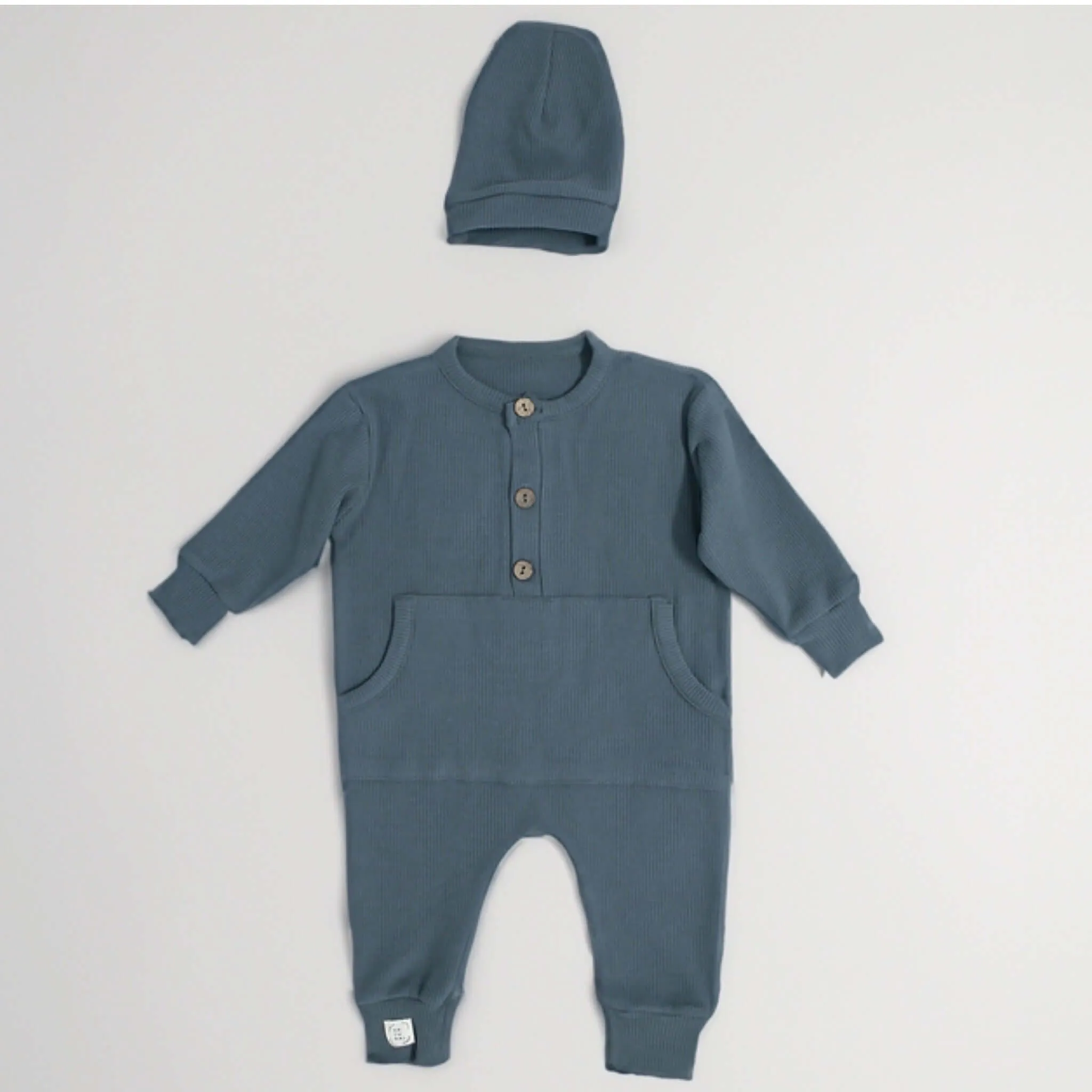 Baby Natural Overall und Mütze - Petrol