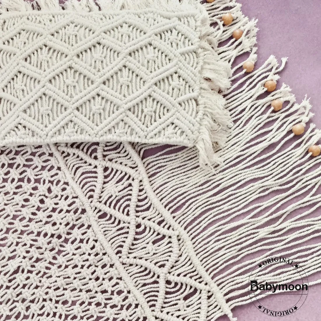 Babymoon Macrame Mat Layer with Pillow Blanket Basket Filler Baby Photography Shoot Prop (Layer with Pillow)