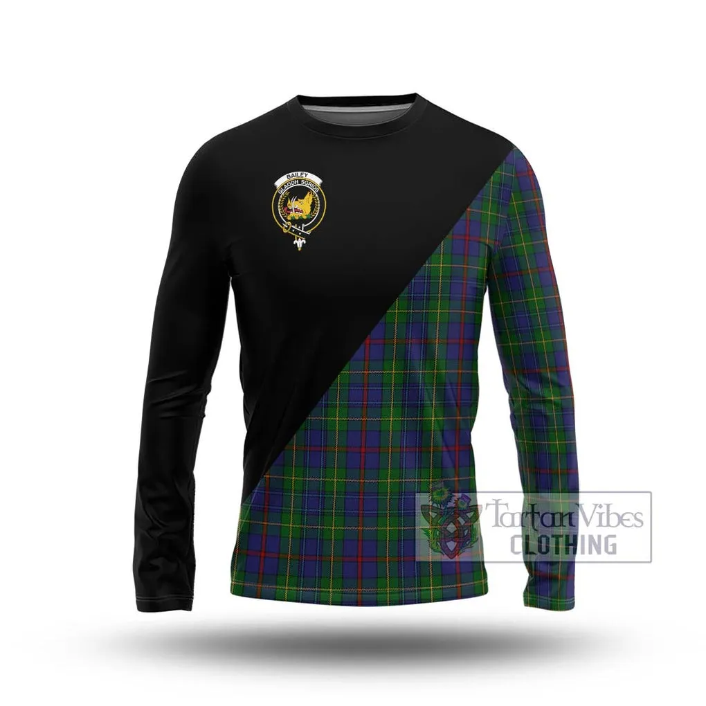 Bailey Tartan Long Sleeve T-Shirt with Family Crest and Military Logo Style