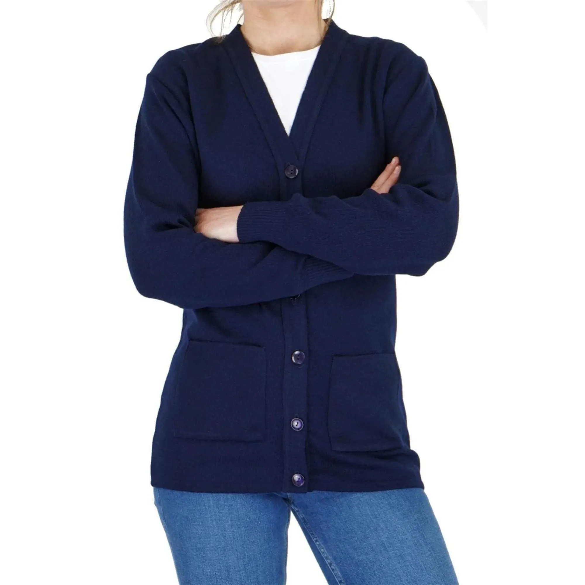 Balmoral Women V-Neck Wool Mix Pocket Button Cardigan