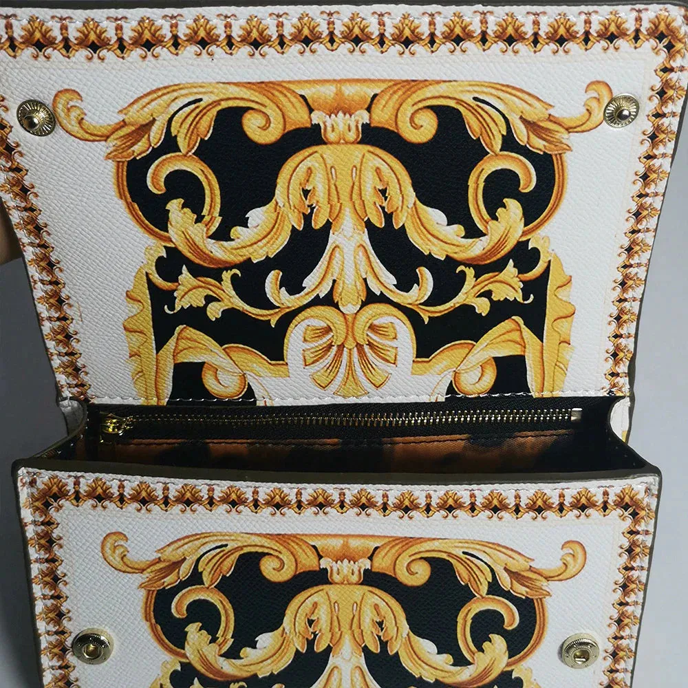 Beautiful Gold Black & White Italian Print Purse