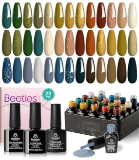 Beetles Cat Eye Gel Nail Polish Set, 15 Colors Halloween Gel Polish, Orange Glitter Purple White Blue Sparkle Uv Gel with Base & Top Coat & 3D Silicone Mold Nail Art for Decoration