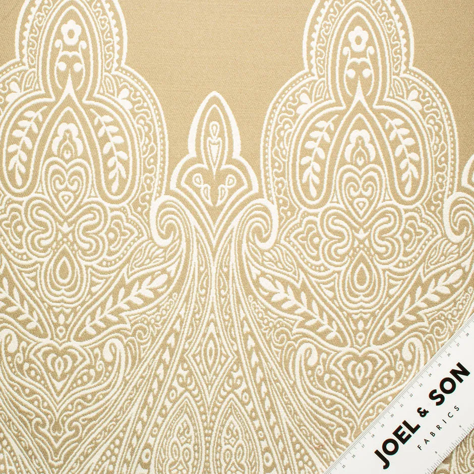 Beige & Ivory Patterned Panelled Brocade