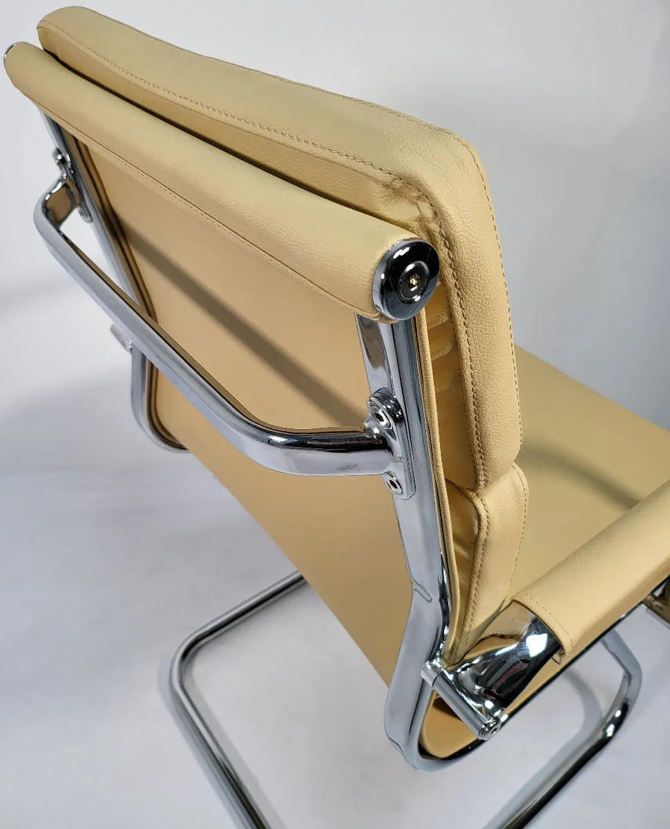 Beige Leather Soft Padded with Chrome Visitor Chair - SZ-236