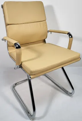 Beige Leather Soft Padded with Chrome Visitor Chair - SZ-236