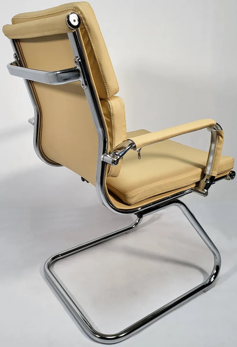 Beige Leather Soft Padded with Chrome Visitor Chair - SZ-236