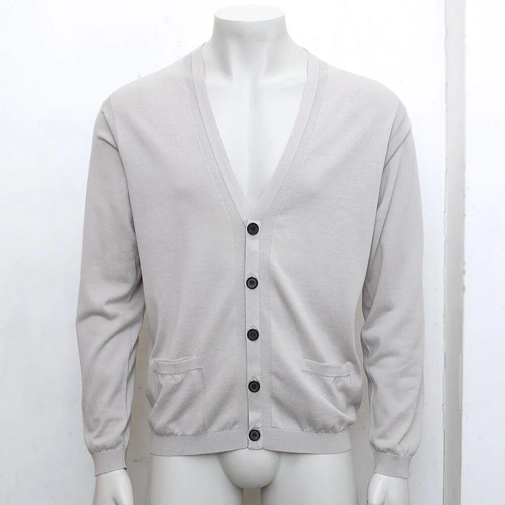 Beige Wool Buttoned Cardigan Knitwear Top