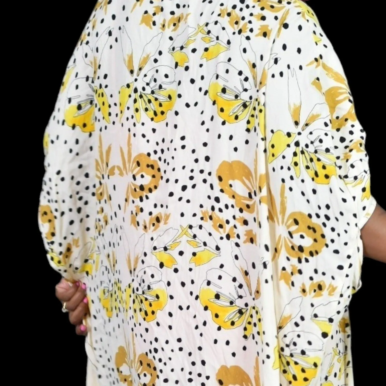 Bel Kazan Sadie Duster Kimono Yellow Rayon Print Anthropologie Long Maxi One Size