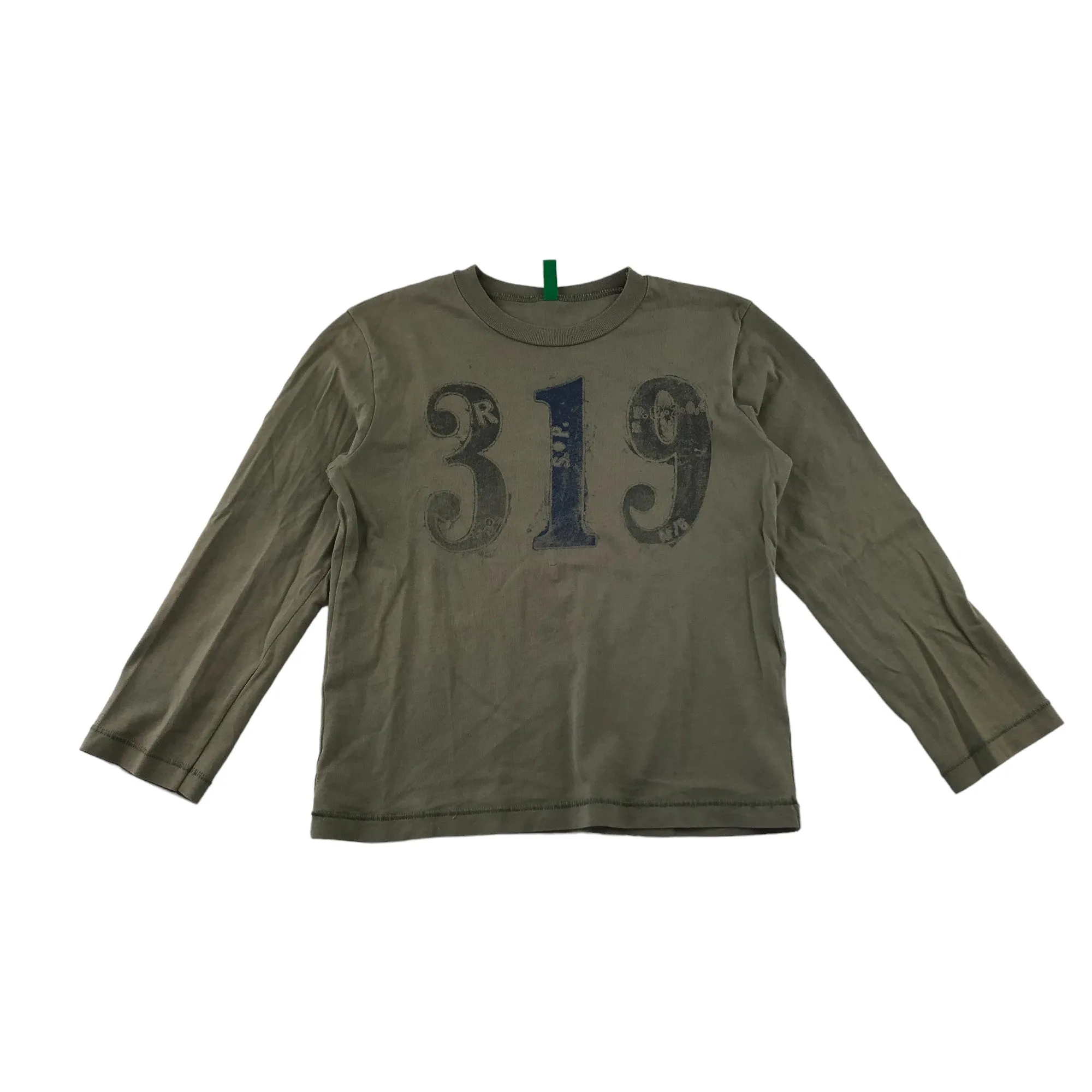 Benetton t-shirt 4-6 years khaki long sleeve print pattern