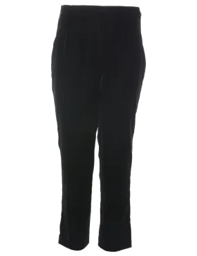 Black High Waist Velvet Trousers - W30 L26