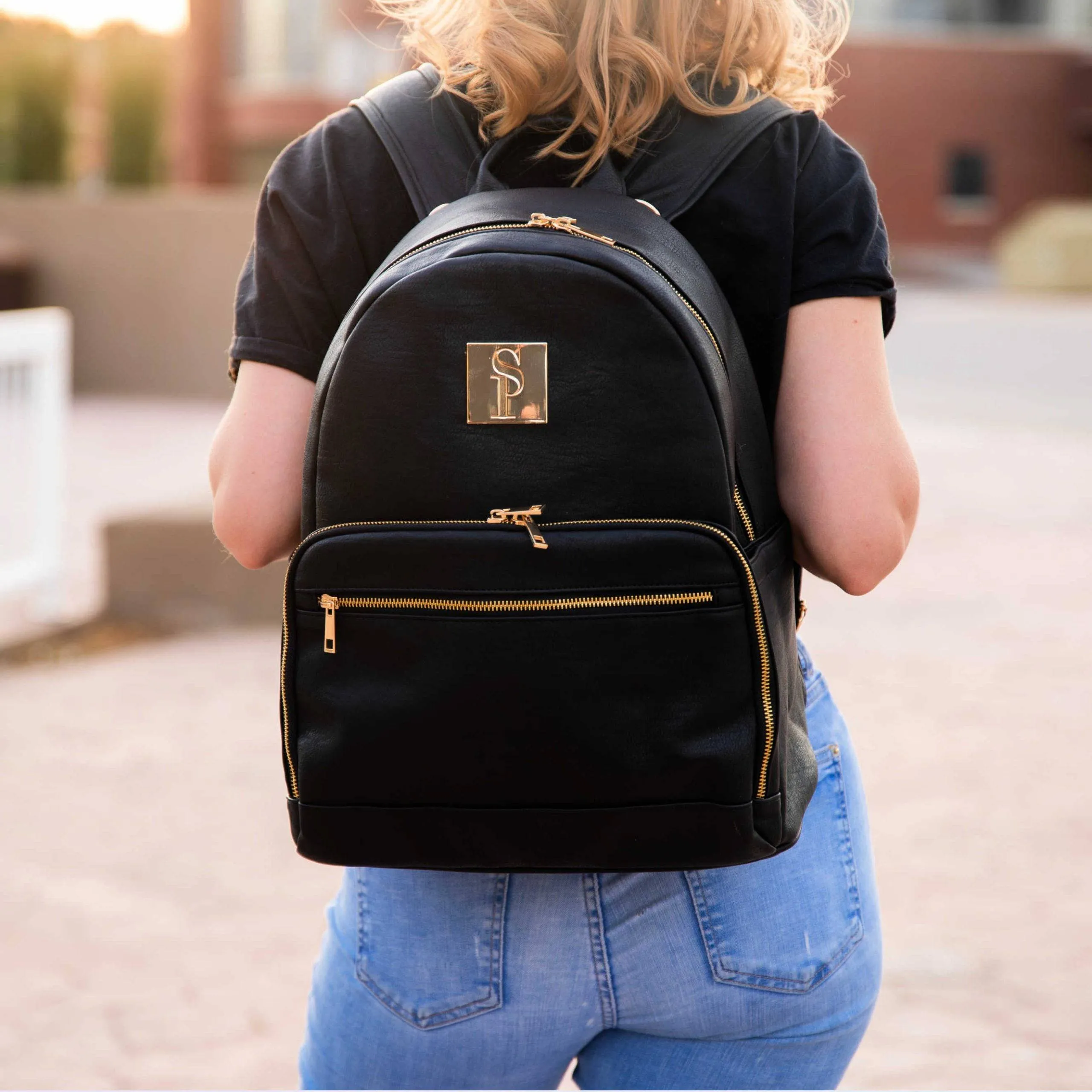 Black Leather Carrier and Duffle Set