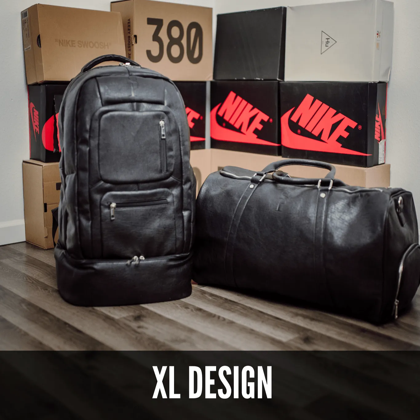 Black Leather XL Signature Bag Set (XL Signature and Duffle Bag)