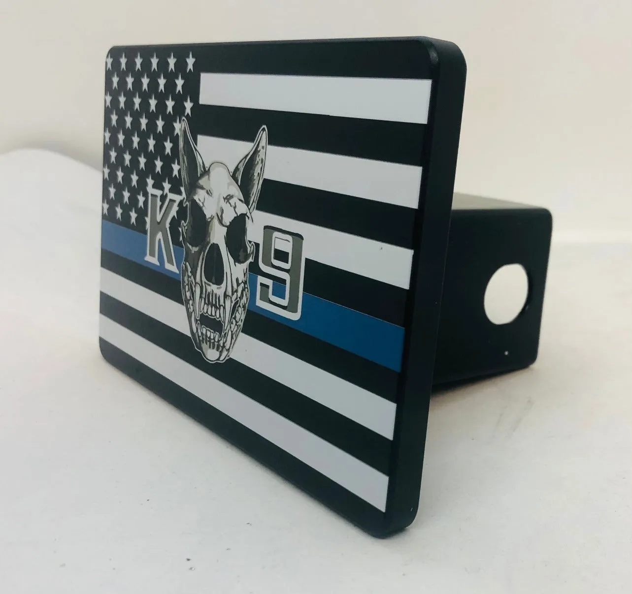 Blue Line K9 with American Flag Hitch Cover