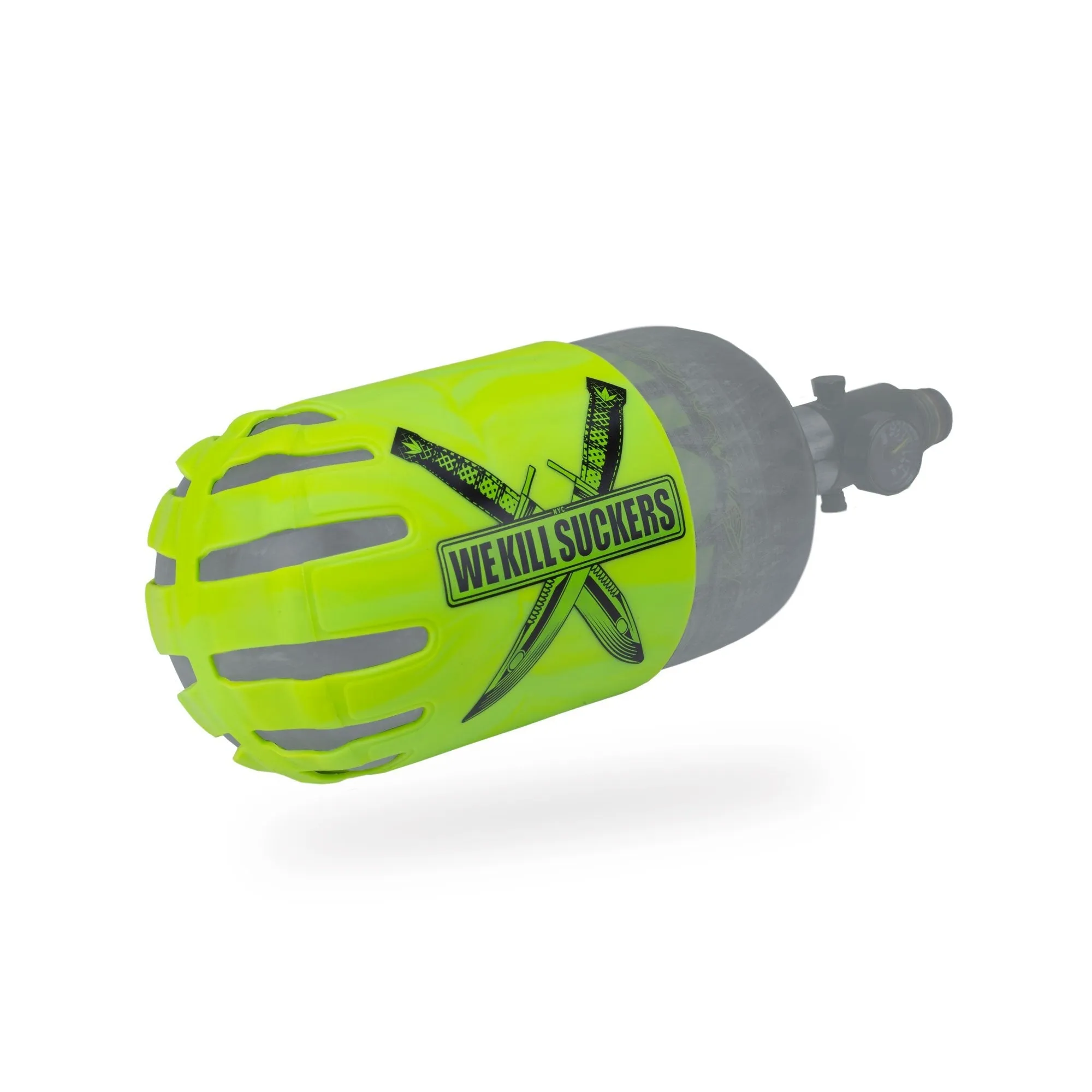 BNKR Bunker Kings Knuckle Butt Paintball Tank Cover - WKS Knife - Lime