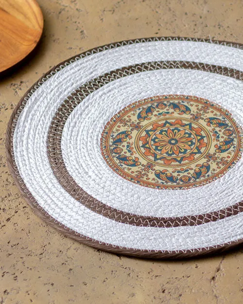 Bohemian Mandala Placemat - White Brown