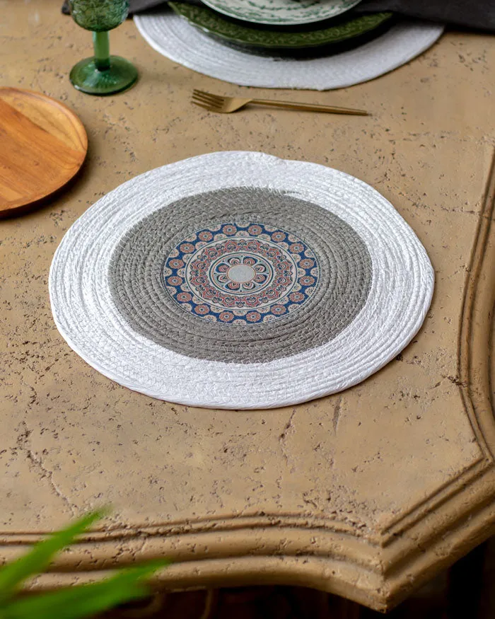 Bohemian Mandala Placemat - White Grey