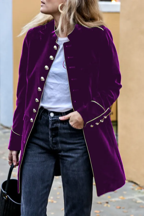 Bohemian Rhapsody Velvet Double Breasted Flap Coat