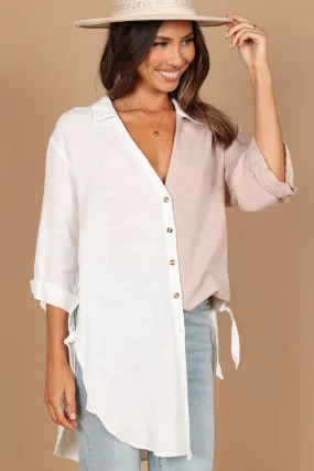 Bohemian Style Two-Tone Cotton Blouse