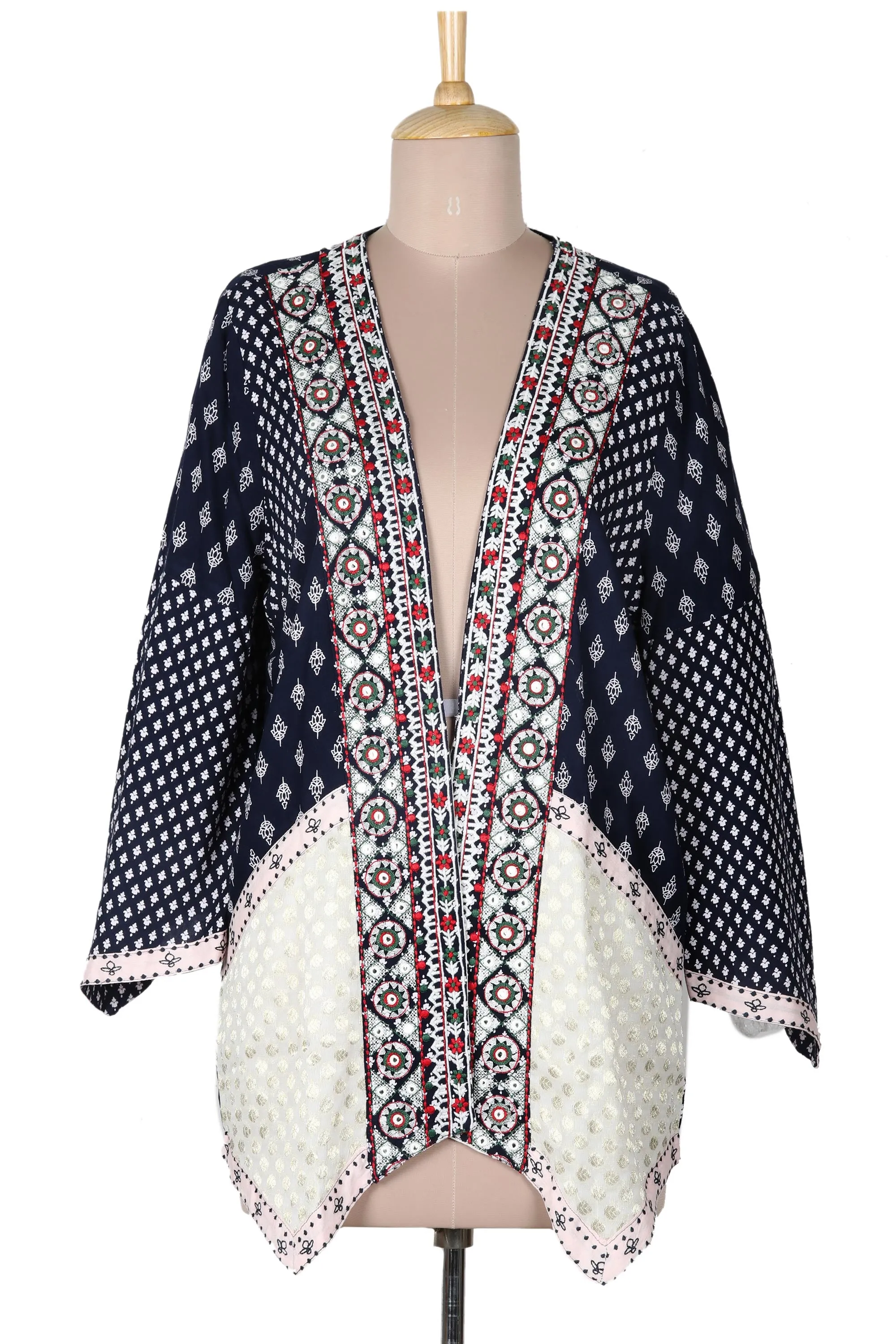 Boho Beauty Embroidered Open Jacket in Midnight Blue