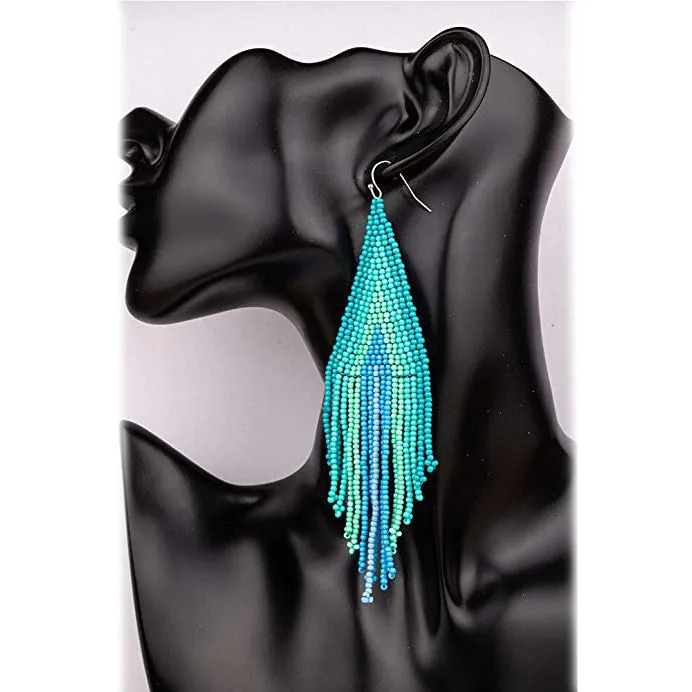 Boho Long Beaded Drop Earrings