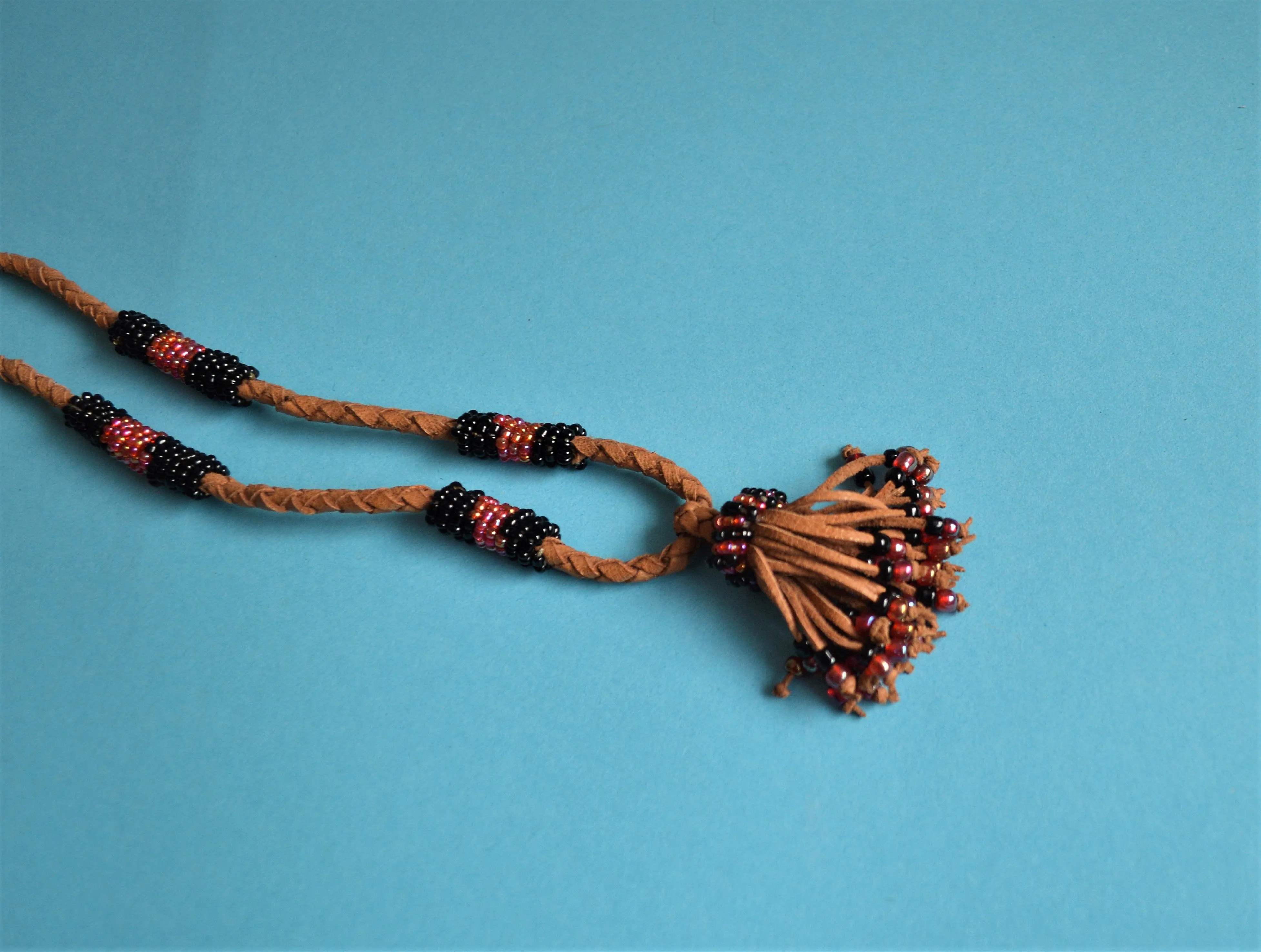 Boho tassel necklace with black beads Egyptian African jewelry