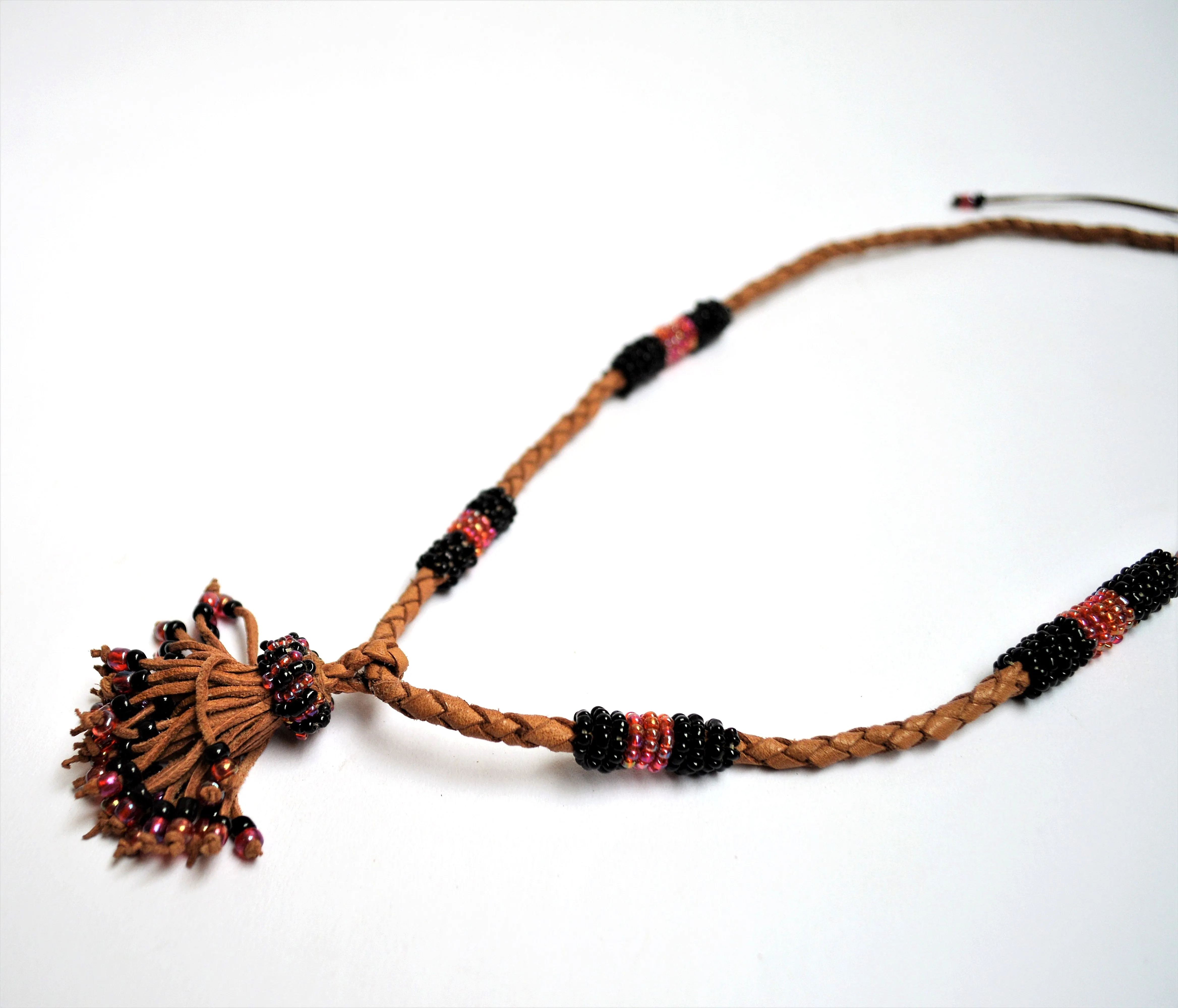 Boho tassel necklace with black beads Egyptian African jewelry