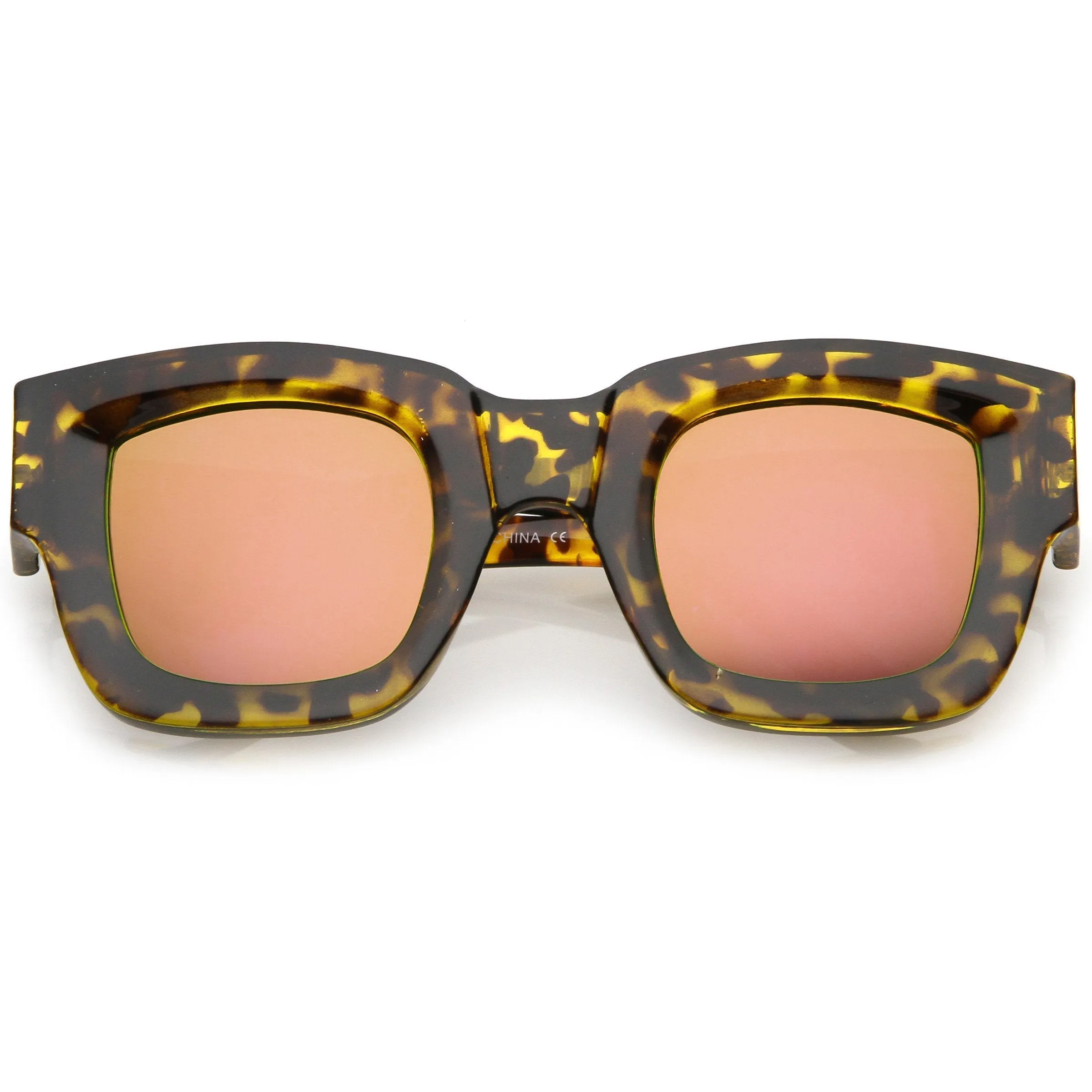 Bold Horned Rim Mirrored Sunglasses