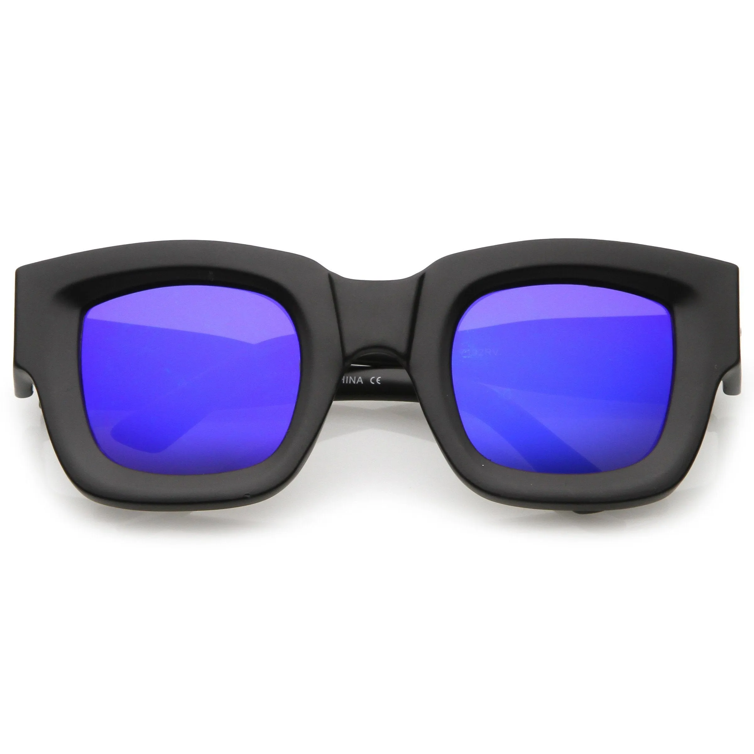 Bold Horned Rim Mirrored Sunglasses